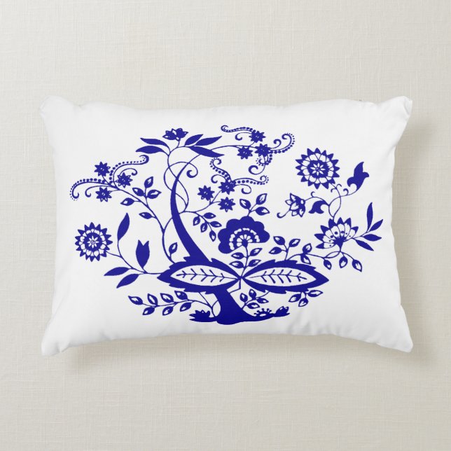 Blue Onion Style Element Personalise Decorative Cushion (Front)