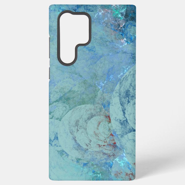 Blue Opal Abstract Samsung Galaxy S22 Ultra Case (Back)