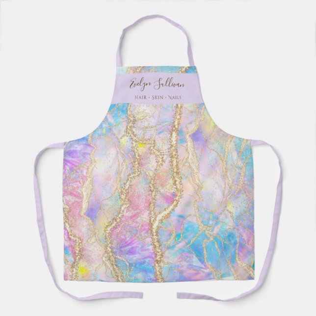 blue opal beauty professional apron (Front)