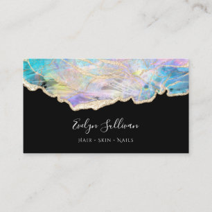Blue opal design on black business card