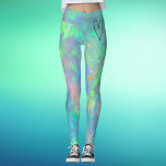 Blue Opal Heart Leggings<br><div class="desc">These leggings feature a stunning blue opal background with a black heart in the front and gold accents. View our shop for more stunning blue opal designs!</div>