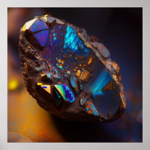 Blue Opal Inspired Gem with Copper Veins Poster