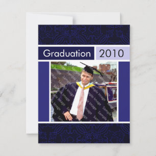 Blue Open House Party Graduation Invitations
