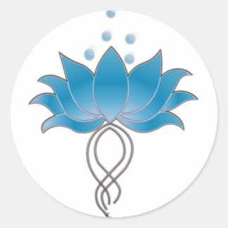 Blue Open Lotus Classic Round Sticker