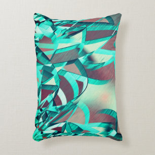Blue or cyan streaks over red, drizzled image decorative cushion