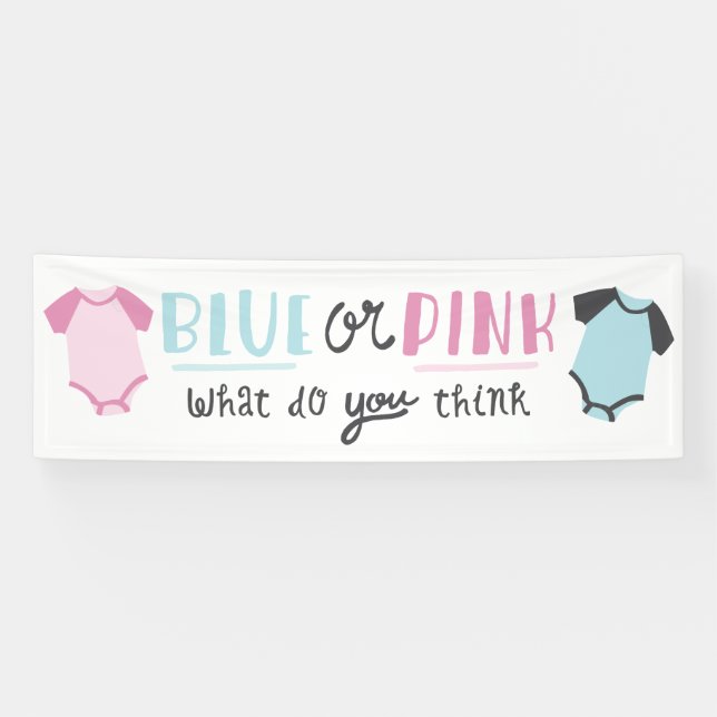 Blue or Pink Baby Gender Reveal Party Shower Banner (Horizontal)
