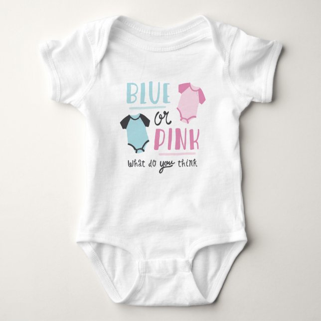 Blue or Pink Baby Gender Reveal Party Shower Bodysuit (Front)