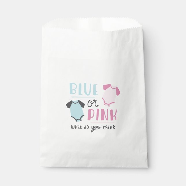 Blue or Pink Baby Gender Reveal Party Shower Favour Bags (Front)