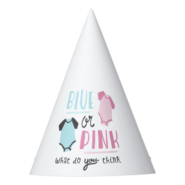 Blue or Pink Baby Gender Reveal Party Shower Party Hat (Front)