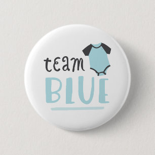 Blue or Pink Baby Gender Reveal Team Blue 6 Cm Round Badge
