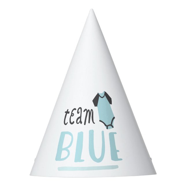 Blue or Pink Baby Gender Reveal | Team Blue Party Hat (Front)