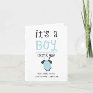 Blue or Pink Baby Gender Reveal Thank You   Boy Card