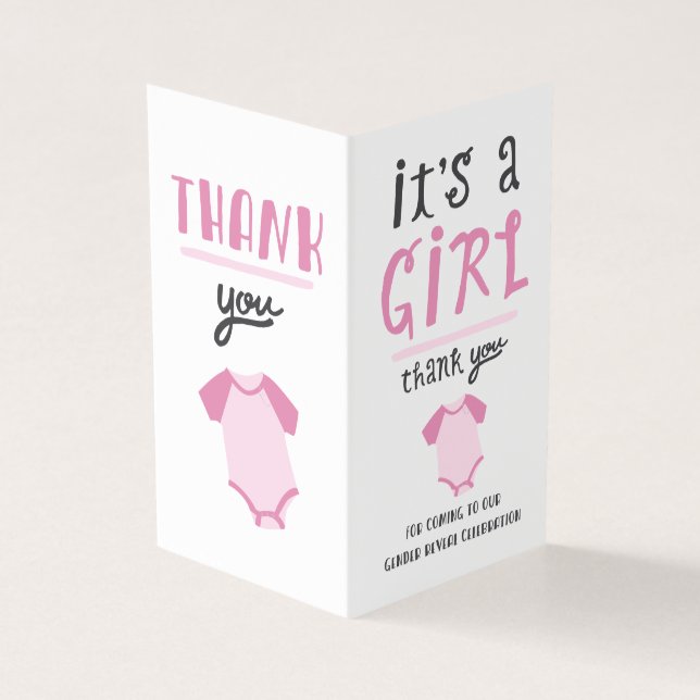 Blue or Pink Baby Gender Reveal Thank You | Pink Business Card (Outside)