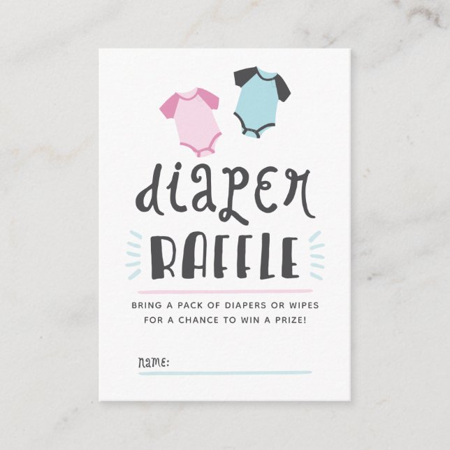 Blue or Pink Baby Reveal Party Diaper Raffle Enclosure Card (Front)