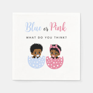 Blue or Pink Black African American Baby in Egg Napkin
