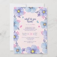 Blue or Pink Floral Gender Reveal Invitation
