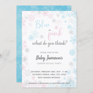 Blue or Pink | Frozen Gender Reveal Baby Shower Invitation