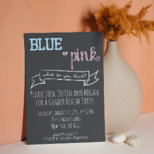 Blue or Pink Gender Reveal Baby Shower Invitation