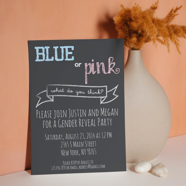Blue or Pink Gender Reveal Baby Shower Invitation (Creator Uploaded)