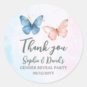 Blue or Pink Gender Reveal Baby Shower Party Classic Round Sticker