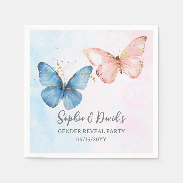 Blue or Pink Gender Reveal Baby Shower Party Napkin (Front)