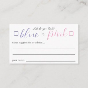 Blue or Pink Gifts Gender Reveal Voting Enclosure Card