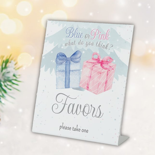 Blue or Pink What do you think Invitation Pedestal Sign (Creator Uploaded)
