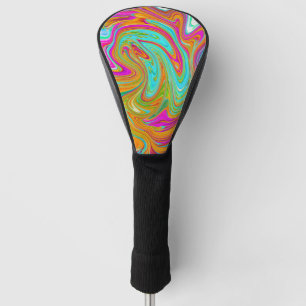 Blue, Orange and Hot Pink Groovy Abstract Retro Golf Head Cover