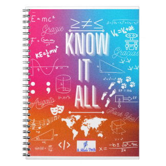 Blue Orange and Pink Ombre "Know It All" Notebook