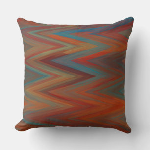 Blue, orange and red chevron Pattern Cushion