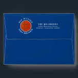 Blue Orange Basketball Bar Mitzvah Envelope<br><div class="desc">Blue and orange basketball themed Bar Mitzvah envelope with a basketball background on the inside and basketball logo with the return address. This basketball Bar Mitzvah envelope is stylish and modern. This basketball themed Bar Mitzvah envelope features an orange basketball background on the inside and basketball icon paired with your...</div>