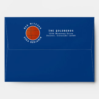 Blue Orange Basketball Bar Mitzvah Envelope