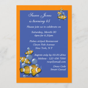 Blue orange beach birthday PERSONALIZE Invitation
