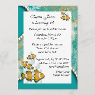 Blue orange beach birthday PERSONALIZE Invitation