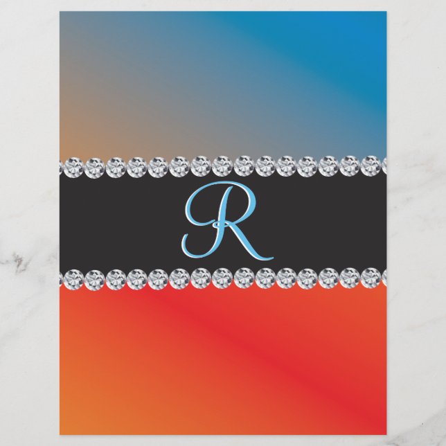Blue Orange Black Diamond 3d Monogram Initial Flyer (Front)