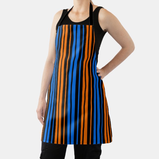 Blue Orange Blue Vertical Stripes Design   Apron (Insitu)