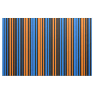 Blue Orange Blue Vertical Stripes Design   Fabric