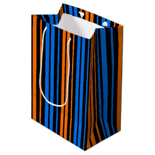 Blue Orange Blue Vertical Stripes Design   Medium Gift Bag