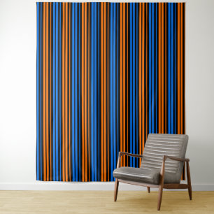 Blue Orange Blue Vertical Stripes Design   Tapestry