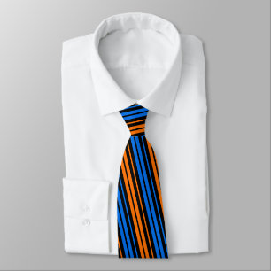 Blue Orange Blue Vertical Stripes Design   Tie