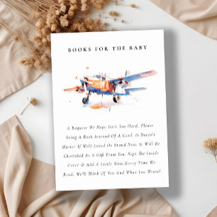 Blue Orange Blush Aeroplane Books For Baby Shower Enclosure Card