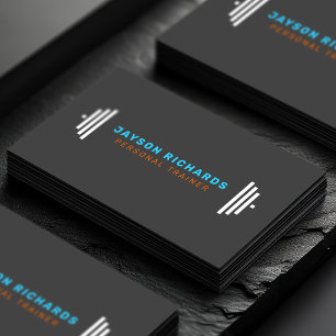 Blue/Orange Bold Barbell Personal Trainer Simple Business Card
