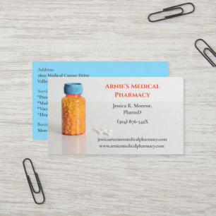 Blue Orange Bottle Pharmacist Pharmacy Pills Business Card