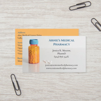  Blue Orange Bottle Pharmacist Pharmacy Pills Business Card