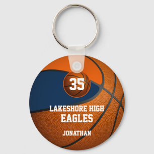 Blue orange boys' basketball team gifts key ring