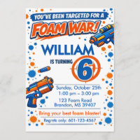 Blue Orange Boys Party- Foam Blaster 6th Birthday