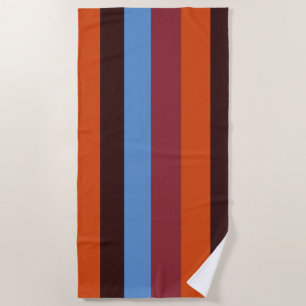 Blue,Orange, Brown, Red Stripes  Beach Towel
