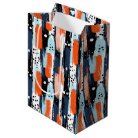 Blue Orange Brushstrokes Abstract Pattern