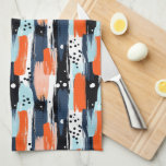 Blue Orange Brushstrokes Abstract Pattern Tea Towel<br><div class="desc">Add a splash of colour to your kitchen with the Blue Orange Brushstrokes Abstract Pattern Kitchen Towel. The vibrant mix of blue and orange brushstrokes creates a bold, artistic statement, perfect for modern or eclectic kitchens. Use this towel to dry dishes, wipe up spills, or as a decorative accent. It's...</div>
