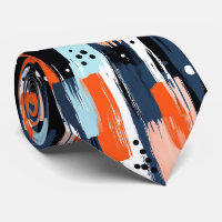Blue Orange Brushstrokes Abstract Pattern